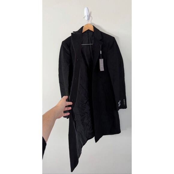 Michael Kors Kavon Classic Fit Wool Blend Black Overcoat Size 38R  NEW - Picture 3 of 8